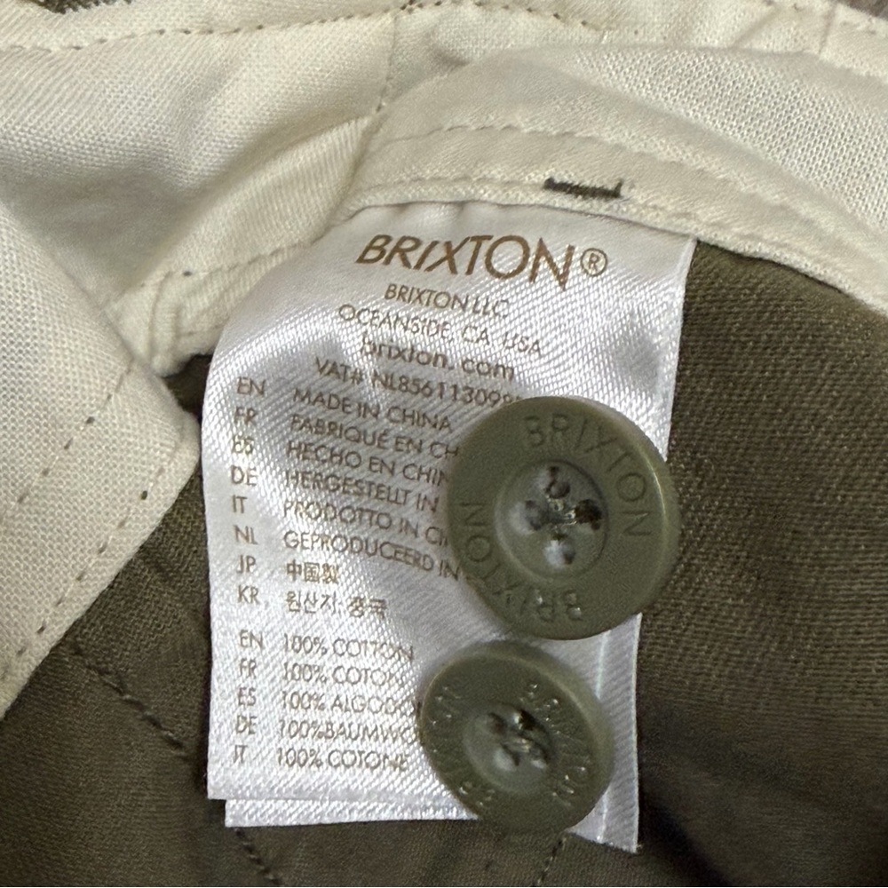 Brixton Vancover Pant in Military Olive Green Womens 100% Cotton Size 27 NWT - Picture 8 of 10